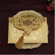 Pocket Invitation Card with Tassel Foil Printing Wedding Invitation Customized 